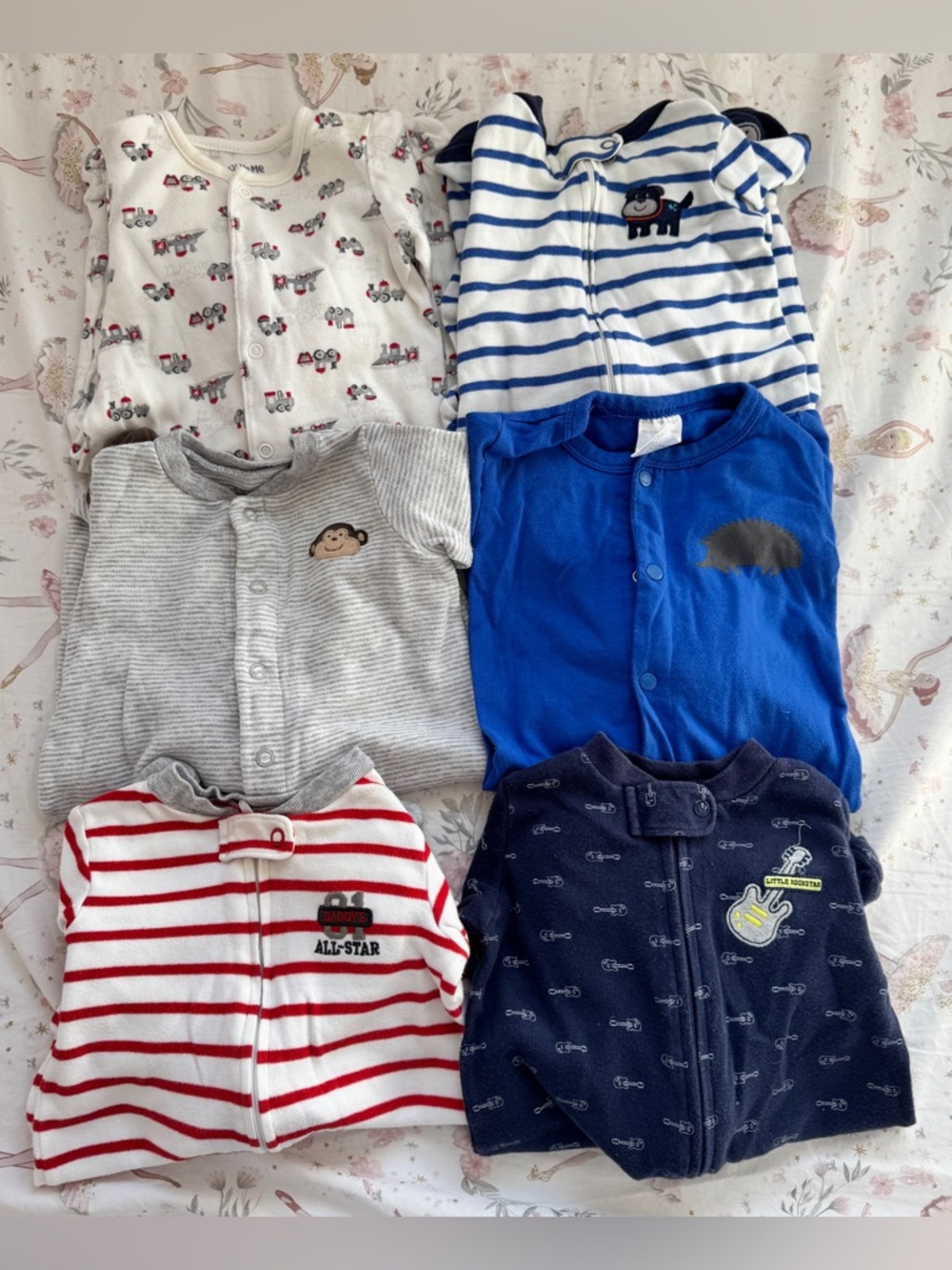 Bundle of Baby Boys Infant Footies Footed Pajamas Sleepers Sz 3 Months - Carters